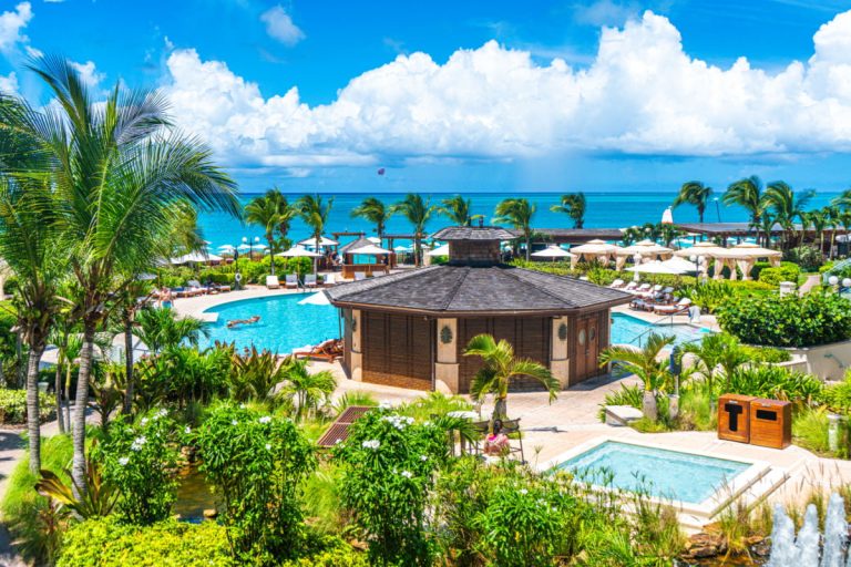 Seven Stars Resort pool and ocean in the background